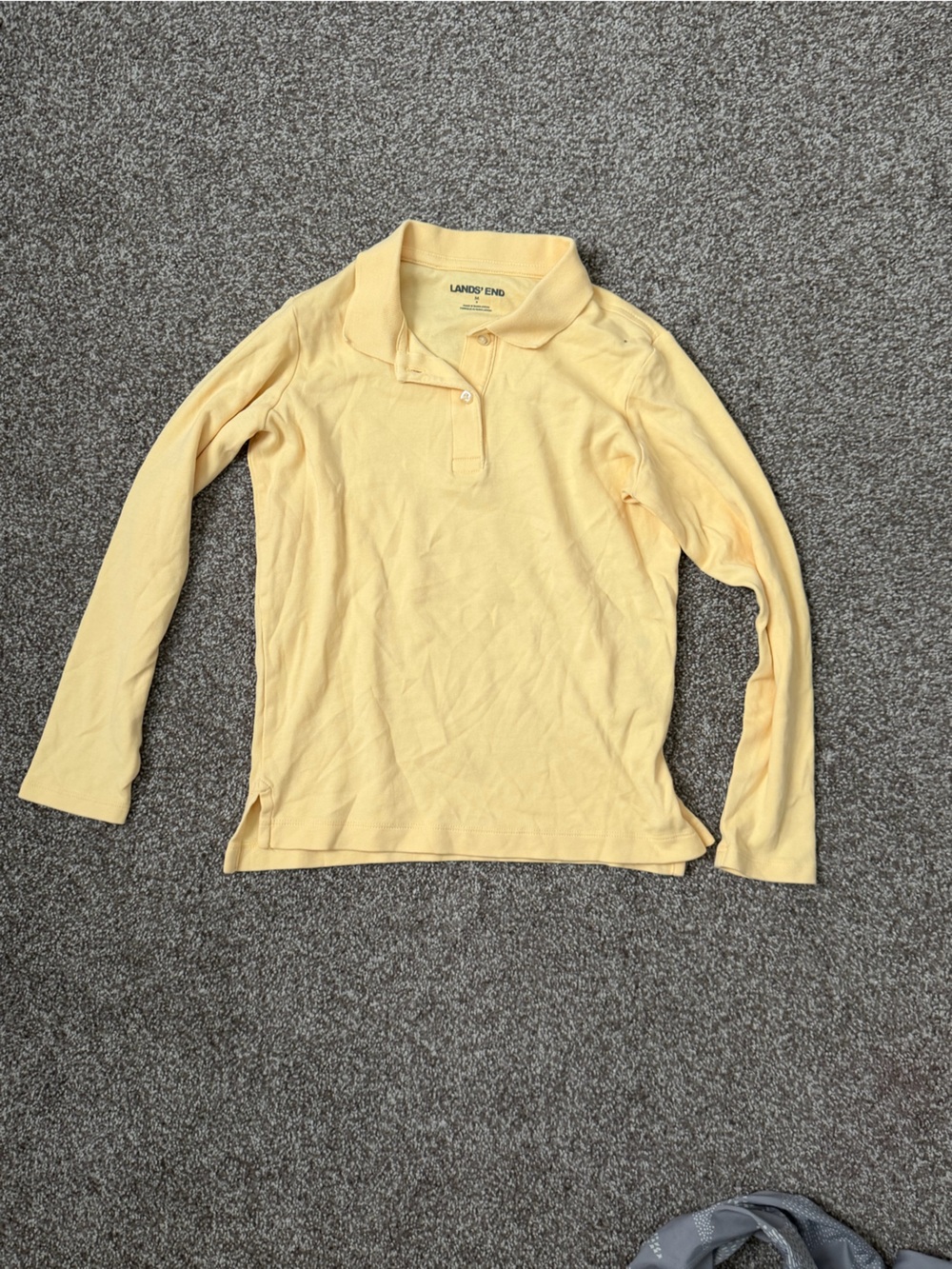 Lands' End Light Yellow Long-Sleeve Polo Shirt